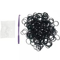 Резиночки для плетения 9х14см 200шт с крючком и зажимами черные TZ2371