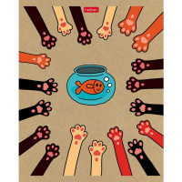 Тетрадь А5 48л клетка "На мягких лапках" на скобе крафт 5 дизайнов 48Т5В1/066340