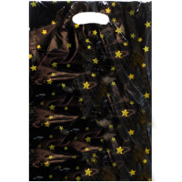 Пакет подарочный "Звезды" 17,5х25см фольга черный Y9006-19