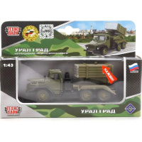 Машина "Урал Град" зеленая, инерционная, металл 12см, свет+звук (открывающиеся двери) CT-1054M