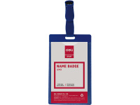 Бейдж 105х64мм вертикальный, с зажимом, пластик синий Е5743