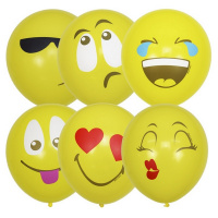 Шар воздушный 30см(12") Пастель Эмодзи Смайл Желтый (шелк) 1ст. 6046613