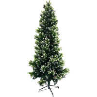 Ель комбинированная 2,1м заснеженная с шишками (литая хвоя, сосна, пвх) Y10110-24