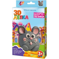Набор д/творчества "Шаролепики. 3D-лепка. Мышка" (основа, пластилин 11шт., стек, фон) 35С 2328-08