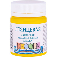 Краска акриловая 50мл желтая светлая глянцевая Декола 2928213
