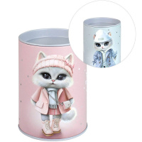 Копилка-подставка д/канц.принадлежностей "Городские кошечки" 10,5х7,5см, металл, розовая 69370