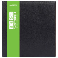 Визитница 320 визиток 24х25х3см на кольцах, пвх, черная 2115-107