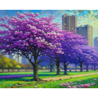 Живопись по номерам (акрил) 40х50см "Город в розовом цвете" сложность 4, холст на подрамнике МСА2003