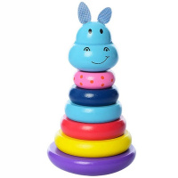 Пирамида-неваляшка "Бегемот/Сова" 15х9,5см дерево Y6194-17