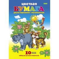 Набор цветной бумаги А4 10л 10цв "ECO. Джунгли" двухсторонняя мелованная 043292