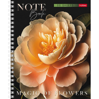 Тетрадь А5 96л клетка "Магия цветов" на спирали, многоцветный срез, перфорация на отрыв 4 дизайна