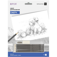 Набор для раскрашивания чернографитными карандашами "Скетч. Крошка щенок" А4 1 лист RPSB-0017