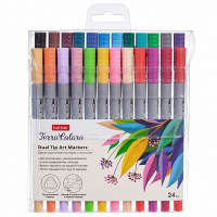 Набор маркеров двусторонних "Terra Colora" 24 цв, на водной основе (линер+кисть) 067977
