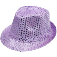 Шляпа блестящая с пайетками, мигающая, сиреневая Y1813-14