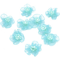 Цветок декоративный Фиалка 2,5см с бусинами, бирюзовый 9шт/уп. Y9507-19