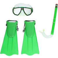 Набор д/плавания (маска, трубка, ласты) зеленый Y3078-15