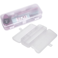 Пенал "Box" 21x7,5x4,5см прямоугольный, 4 отделения, пластик, полупрозрачный белый 7020457