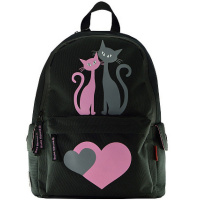 Рюкзак "Кошки. Сердечки" 40х30х17см, 600гр, 1 отделение, 3 кармана, черный 12-003/31