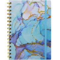 Бизнес-блокнот А5 80л "Мрамор" на резинке, линия, твердая обложка, на спирали, 4 вида Y10892-24