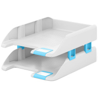 Набор из 2-х лотков горизонтальных "Forte Pastel" 28х17х35см белый с голубой вставкой, пластик 55565