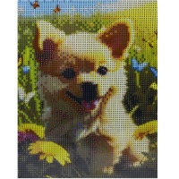 Алмазная мозаика 20х25см "Щенок и одуванчики" полная выкладка ZH5247