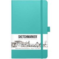 Скетчбук 13х21см 80л 140г/м2 аквамарин, на резинке, твердая обложка "Sketchmarker" 2314503SM