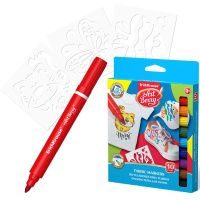 Фломастеры 10 цветов для ткани, 3 трафарета, картон 34937