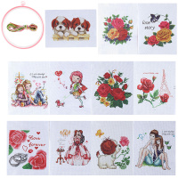 Набор для вышивания крестом 20,5х26см (схема, канва, игла, нитки, рамка-пяльцы) 10 дизайнов M-10498