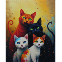 Алмазная мозаика 30х40см "Четыре кошки" полная выкладка 89519