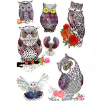 Наклейки декор. "Совы" (6D) 8видов 37*62 см Y4439-16