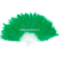 Веер с перьями 23см зеленый, пластик Y10616-24
