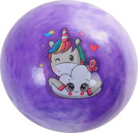 Мяч 17см 70гр. PVC "Единороги" цвет ассорти 150