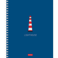 Тетрадь А5 96л клетка "Lighthouse" на спирали ламинация Soft-touch 2 дизайна 089770