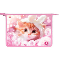 Папка на молнии А4 "Мяу стори" 340х245х75мм 2 отделения с вкладышем, пластик AMt_07070