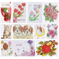 Набор для вышивания крестом 20х29см (схема, канва, игла, нитки) 12 дизайнов M-10497