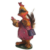 Статуэтка Курочка с перьями 13см 2 вида смола Y3658-16