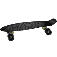 Скейтборд 55х15см, пластик, 4 колеса PU d=5,5см светятся, черный HB2243