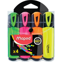 Набор маркеров текстовыделителей "Fluo Pep's Classic" 4шт, клиновидный наконечник,толщина линии 1-5м