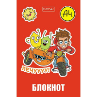 Блокнот А7 48л "Влад А4" клетка, склейка, 3-х цветный блок, 5 дизайнов 082406