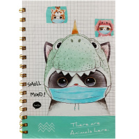 Бизнес-блокнот А5 80л "Динозавр" линия, на спирали, картонная обложка, 4 дизайна XJ3596