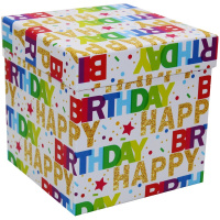 Коробка подарочная "С Днем Рождения" 18,5х18,5х19см картон M5-140