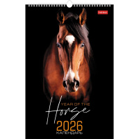 Календарь 2026 "Год Лошади. Портреты" 30х45см настенный перекидной, на гребне, с ригелем 091855