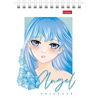 Блокнот А6 40л "Ангелы аниме" клетка, на спирали УФ-лак 6 дизайнов 080469