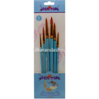 Набор кистей синтетика 6шт. круглые, голубые (№ 2,4,6,8,10,12) Y10739-24