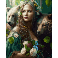 Живопись по номерам (акрил) 40х50см "Девушка и медведи" сложность 4, холст на подрамнике OK11293