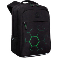 Рюкзак 26х39х19см, 700гр, 2 отделения, 3 кармана, черный/салатовый "Мяч" RB-656-3/2