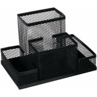 Подставка д/канц.принадлежностей 15х10х10см 4 отделения сетчатая металлическая, черная VS195410