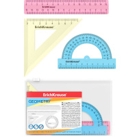 Набор 3 предмета малый (линейка 15см, угольники 7см, транспортир 10см) пластик. ассорти 57926