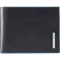 Кошелек "Blue Square" 12,5х9х2см 2 отделения, черный, натуральная кожа PU1239B2R/N