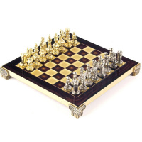 Шахматный набор "Византийская Империя" 20х20см дерево/металл, красная доска (фигуры золото/серебро)